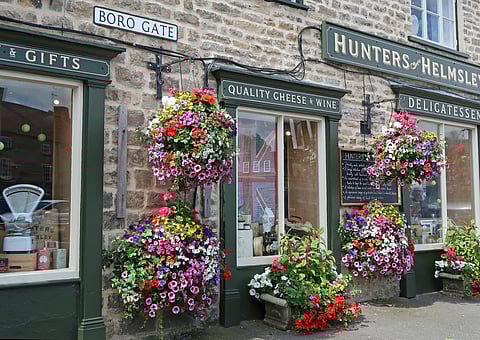 Quaint houses, shops and businesses in the traditional market town of Helmsley