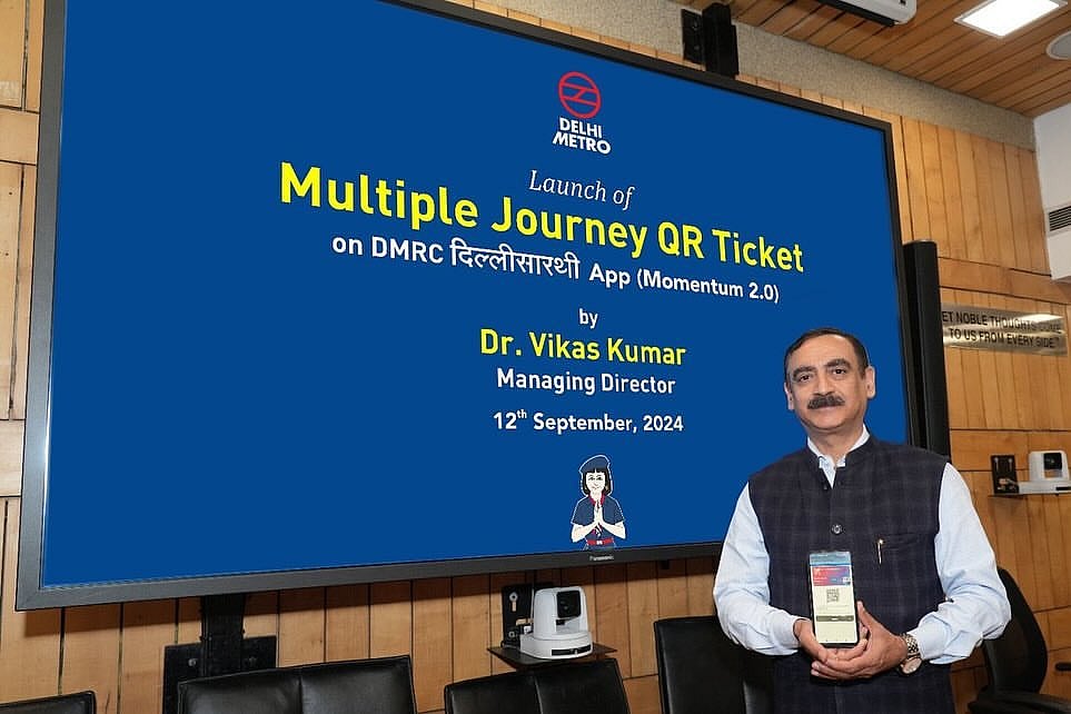 Managing director of the DMRC Vikas Kumar launched the Multiple Journey QR Ticket (MJQRT) facility at the Metro Bhawan on September 12, 2024