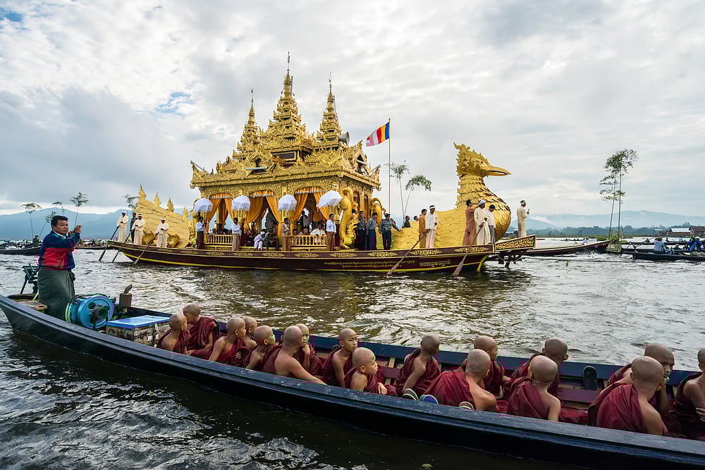 The Buddha’s effigies are transported to sacred monasteries during the pagoda festival