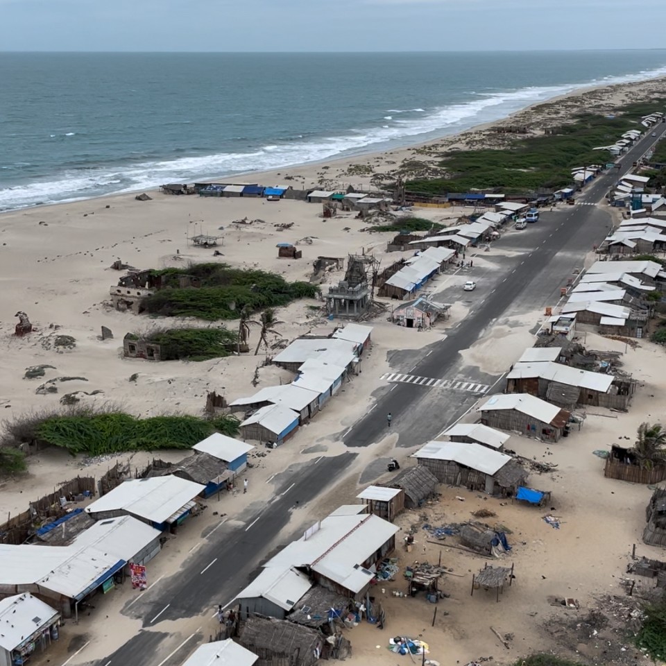 Aerial view of Dhanushkodi village