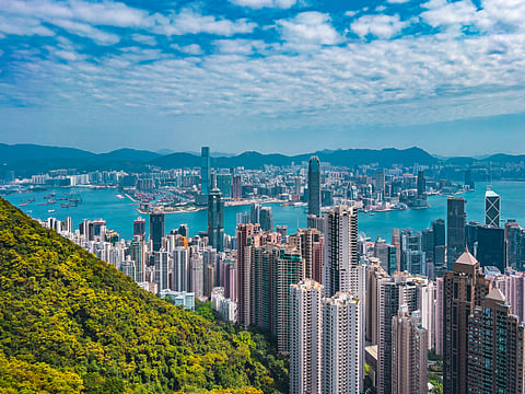 Amazing view of Hong Kong City from Victoria Peak