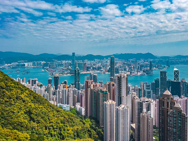 Amazing view of Hong Kong City from Victoria Peak