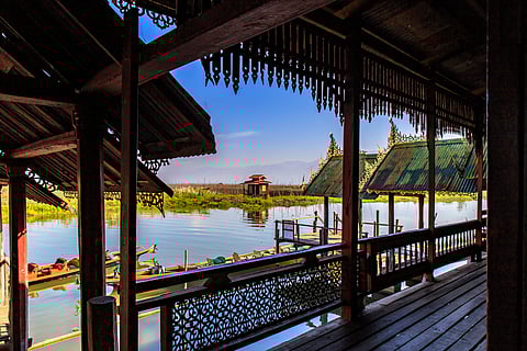 Nga Phe Chaung Monastery, wooden monastery built on stilts around 200 years ago, in Ywama, Inle Lake, Myanmar
