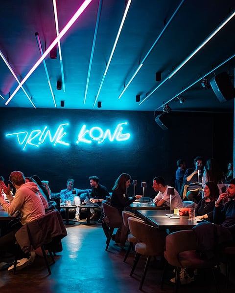 The bar evokes a Blade Runner-esque ambience