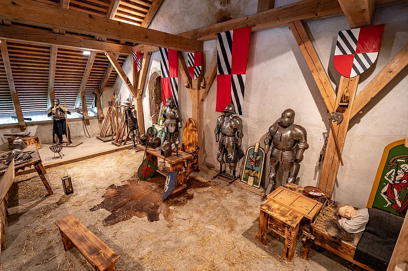 Reconstructed rooms inside Predjama Castle