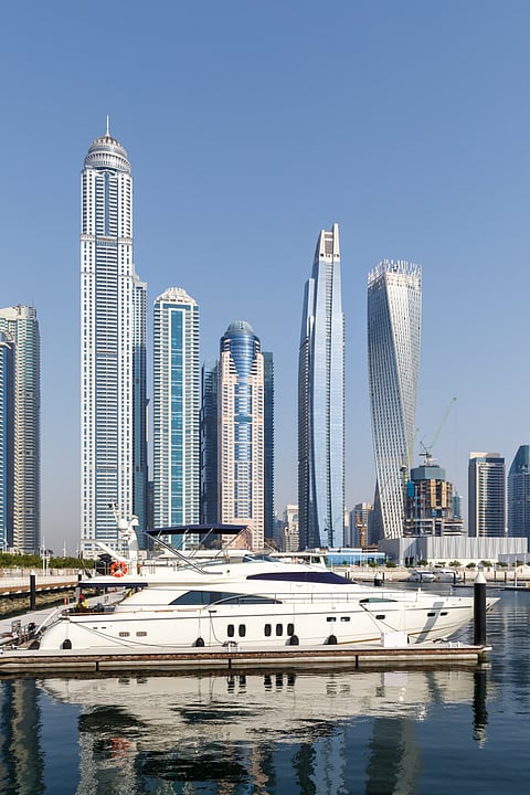 A luxury yacht at Dubai Harbour