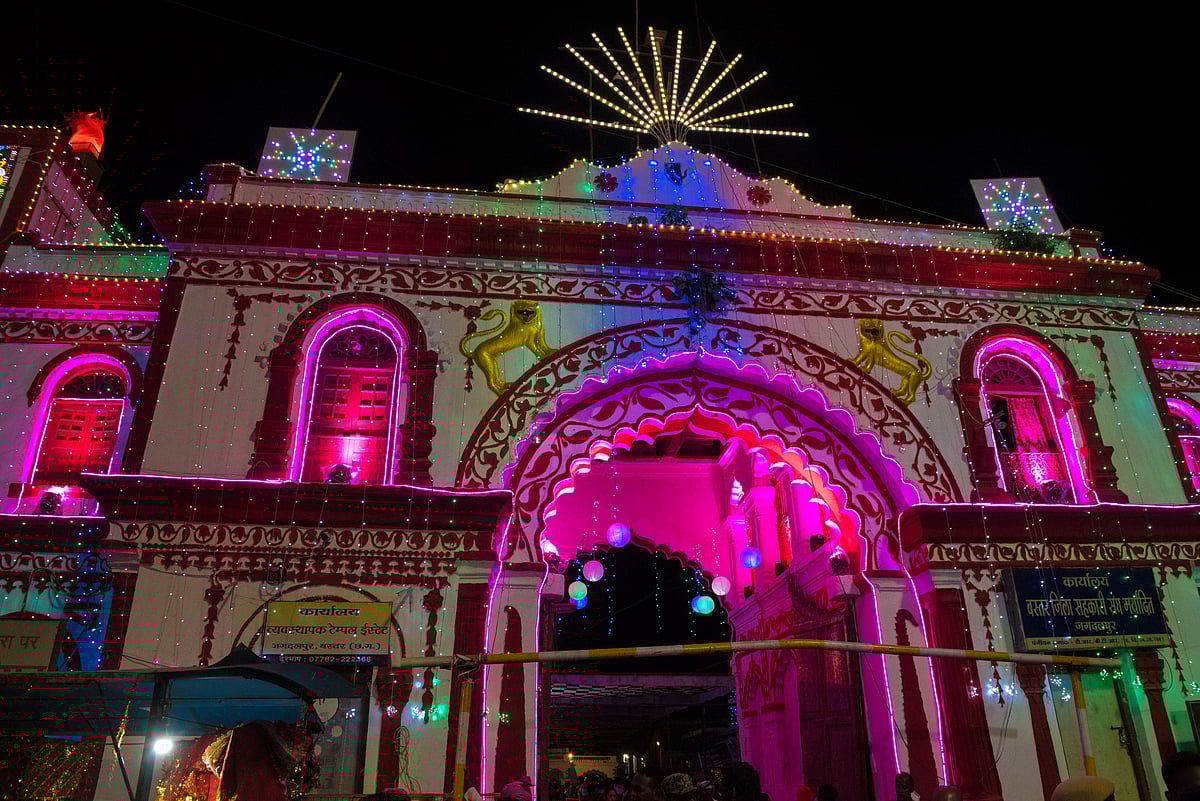 A lit-up Bastar Palace during Dussehra in 2018