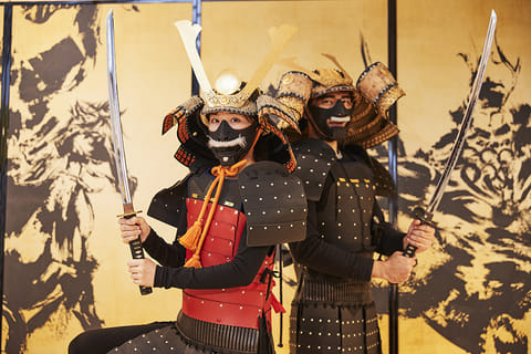 As part of the samurai experience at the Samurai Ninja Museum Kyoto, visitors get to live the life of a samurai for a little while by donning armour, costumes and replica swords