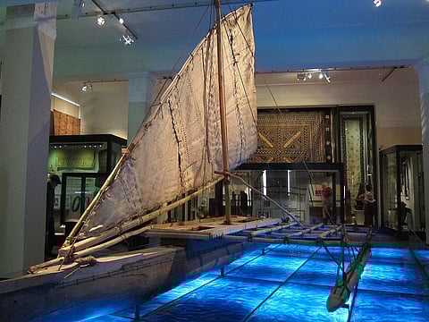 Camakau, a sailing canoe in Fiji Museum