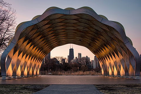 Hints of the Chicago skyline from Lincoln Park