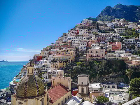 View from the hotel room at Positano, destination town on Italy’s Amalfi Coast