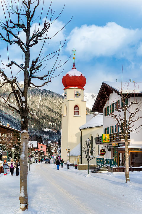 A view of snow-capped St. Anton, Austria