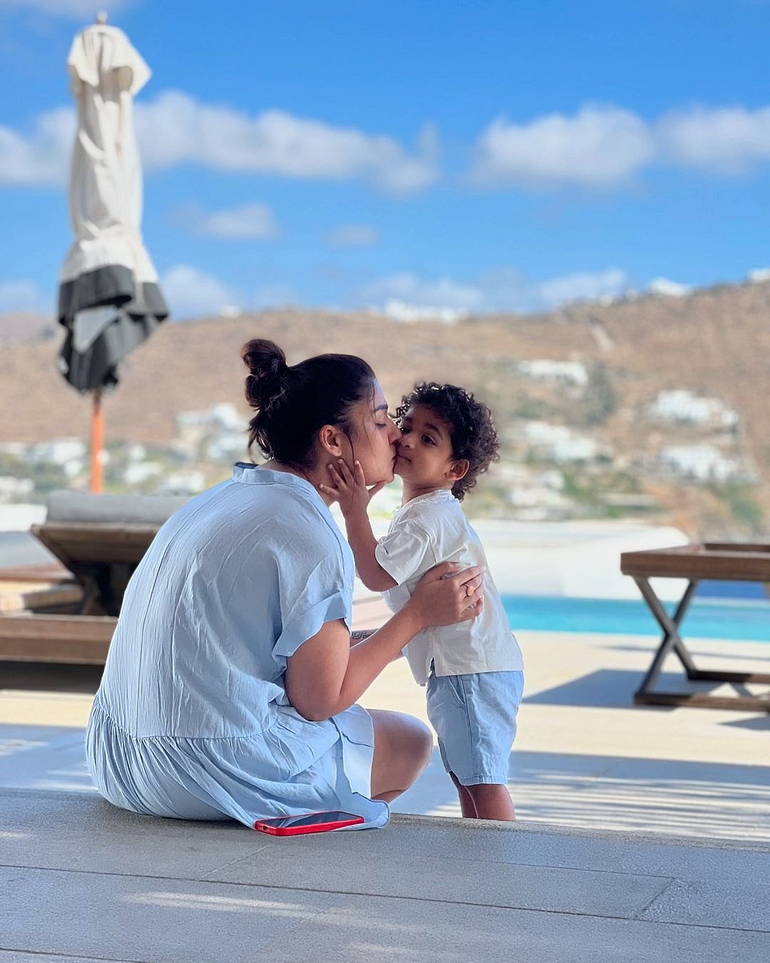 nayanthara/instagra, : Actress Nayanthara with her kid in Mykonos