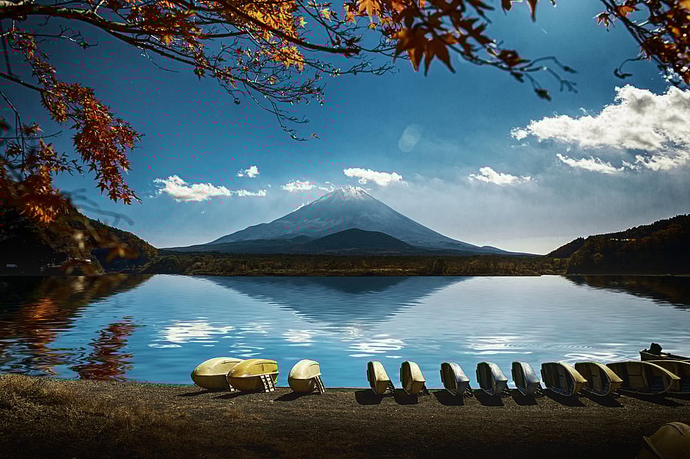 Mount Fuji with Lake Shoji (Shojiko) in Fuji-Hakone-Izu National Park
