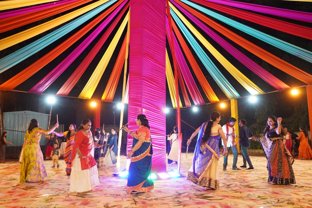 Women celebrating Navratri festival with Garba and Dandiya
