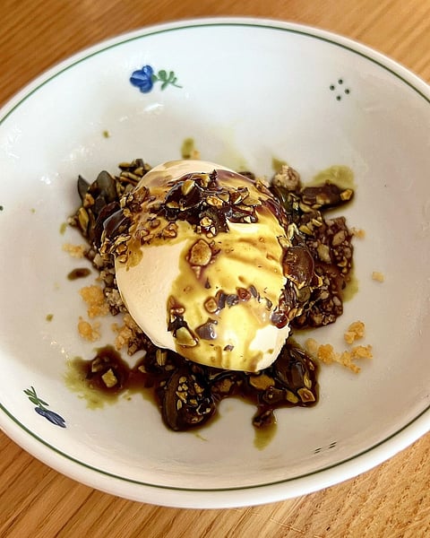 The dessert list's vanilla ice cream with a drizzle of Styrian pumpkin seed oil is a crowd favourite