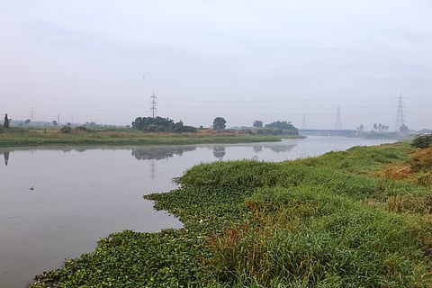 The Musi River flows through Hyderabad