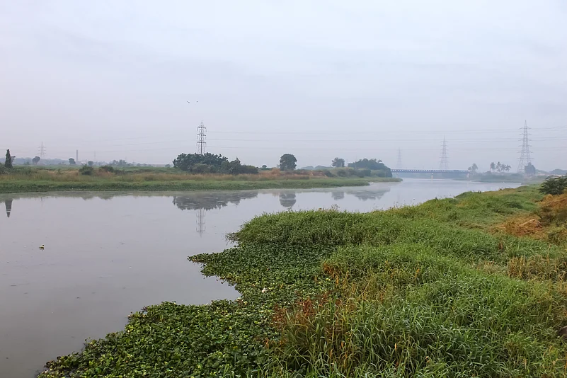 The Musi River flows through Hyderabad