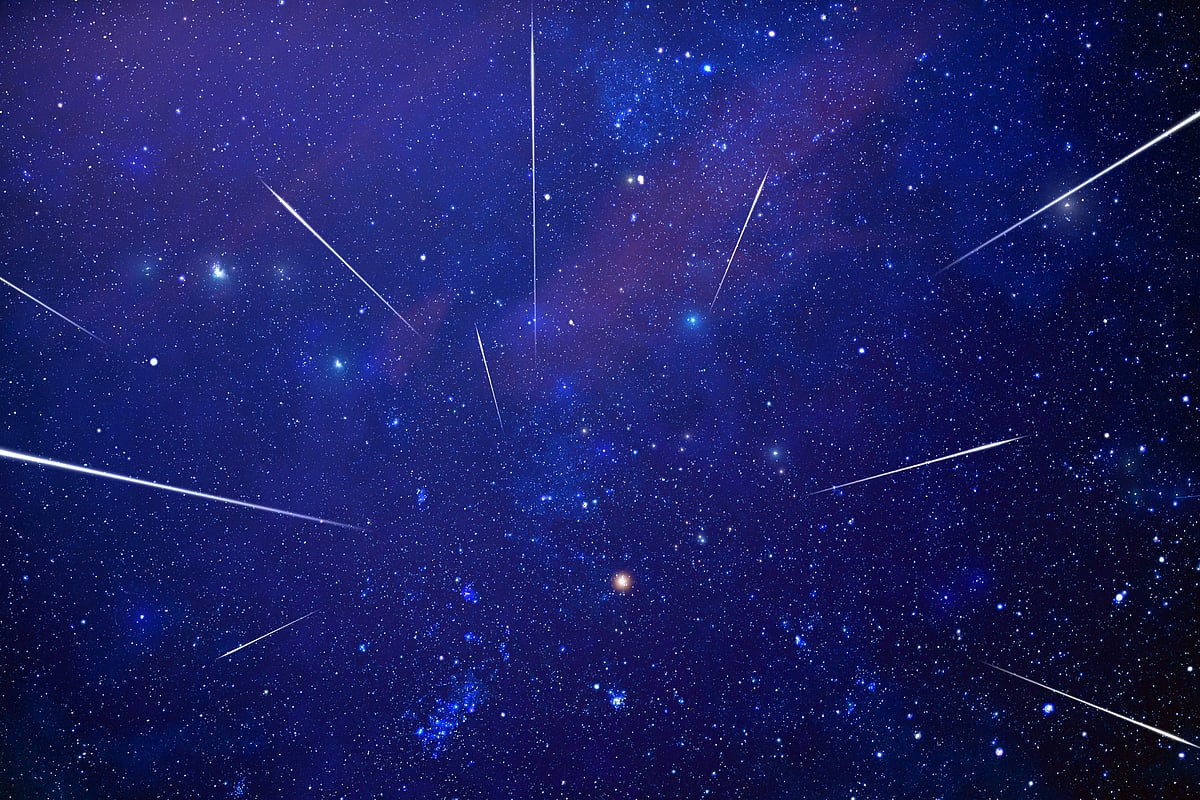 A shot of a meteor shower