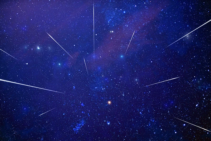 A shot of a meteor shower