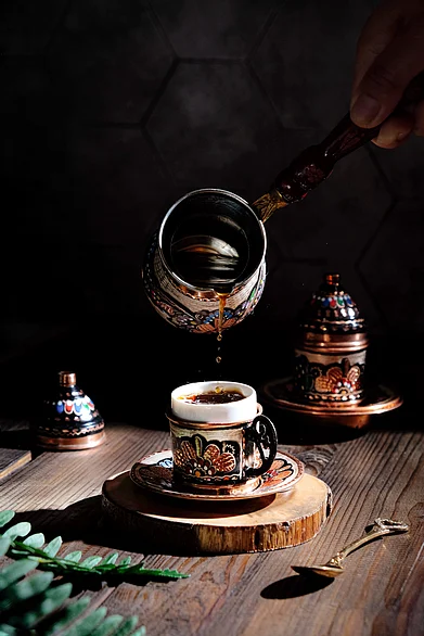 Shutterstock : A shot of Turkish Coffee being served