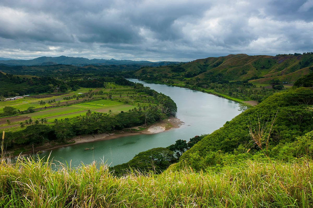 Tavuni Hill Fort overlooking the Sigatoka River, Viti Levu, Fiji, South Pacific