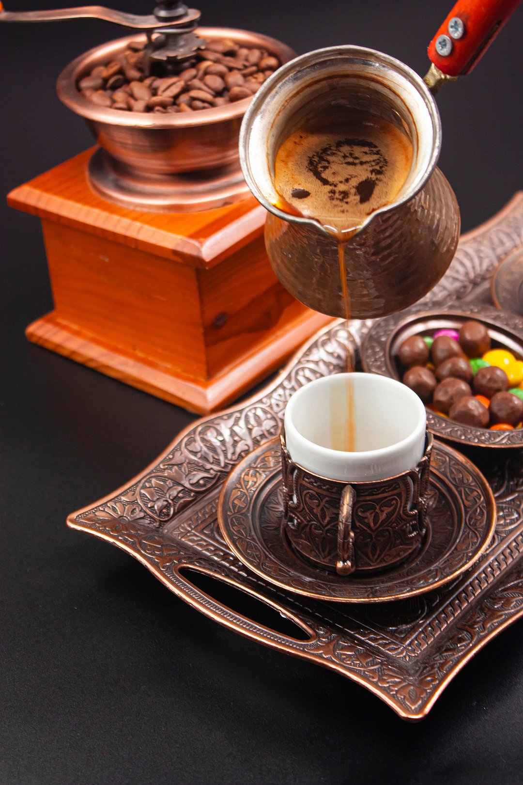 Turkish Coffee being poured