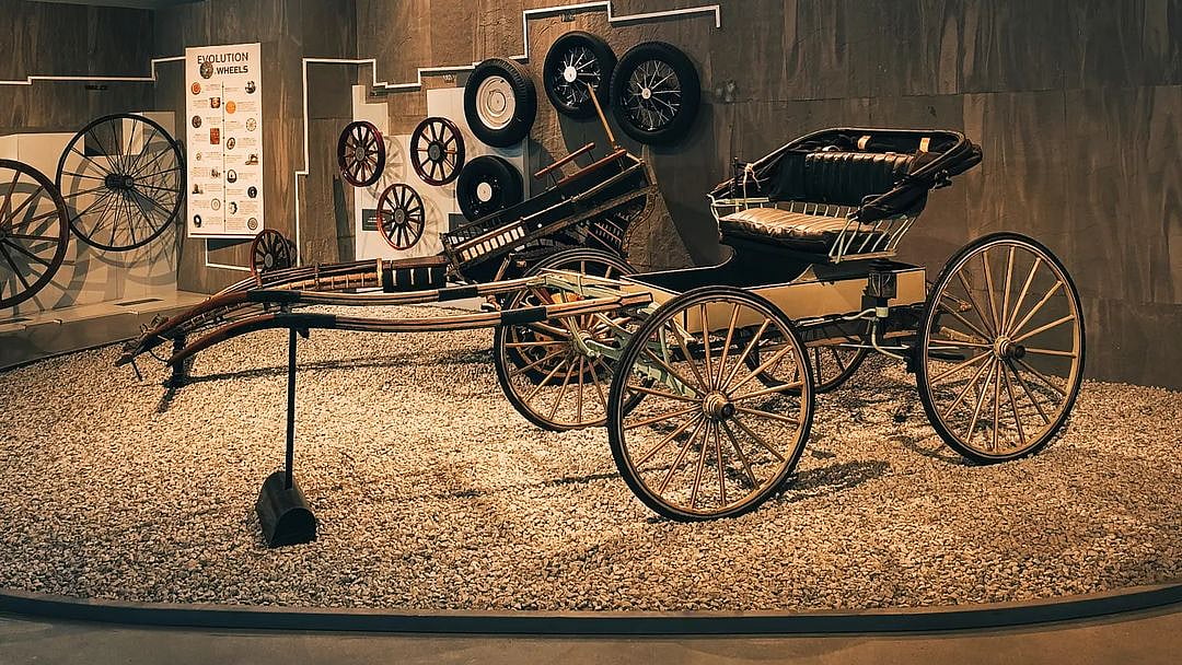 A vintage rickshaw at the museum