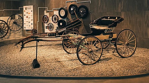 A vintage rickshaw at the museum