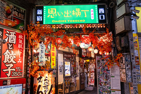 Omoide Yokocho is a warren of narrow alleyways where a variety of eateries serve traditional Japanese food