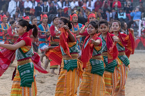 A traditional Naga dance is performed during the 2016 Hornbill Festival