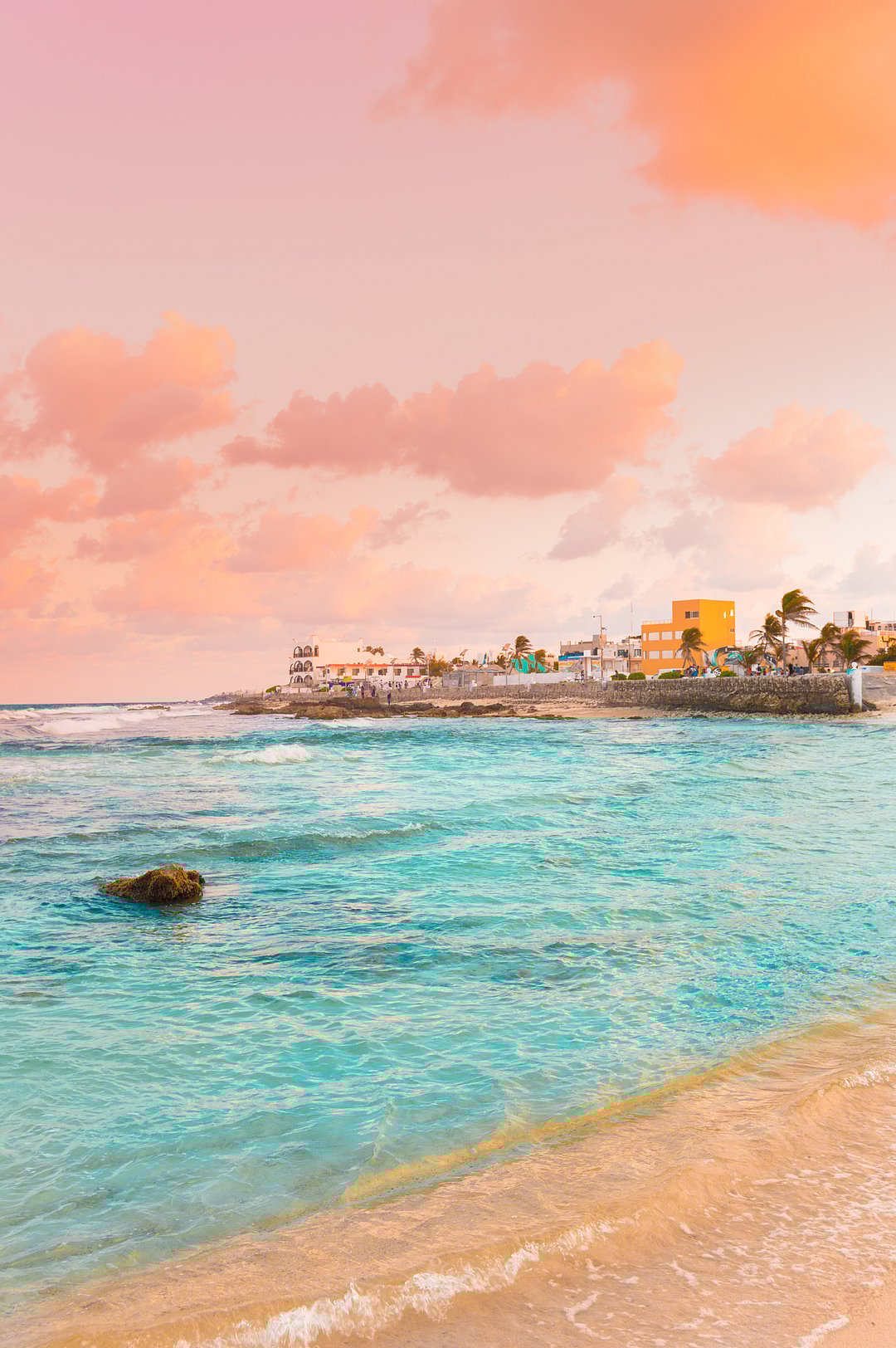 Beautiful sunset at Playa del Carmen