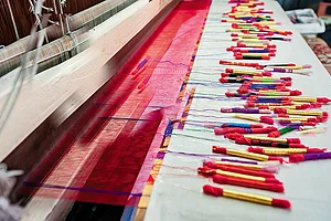 Dyed silk threads used to weave Paithani