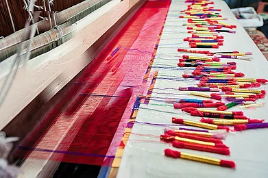 Dyed silk threads used to weave Paithani