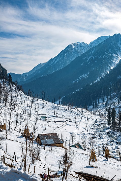 A view of snow-capped Aru Valley