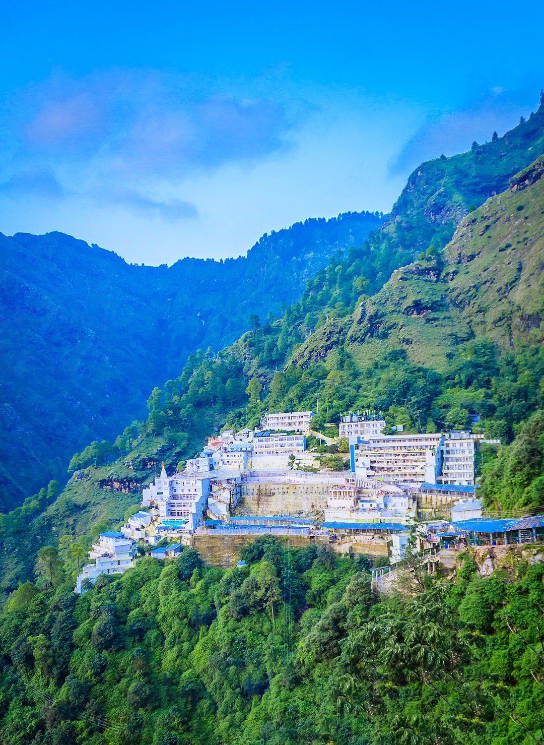 A long shot of the Vaishno Devi Temple, Jammu & Kashmir