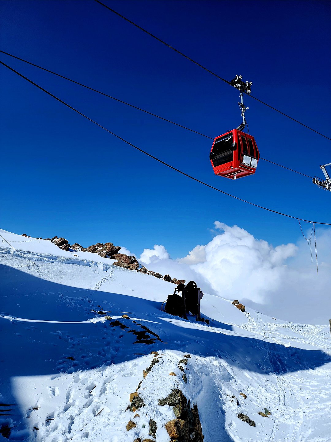 A scene unfolds in snow-laden Gulmarg