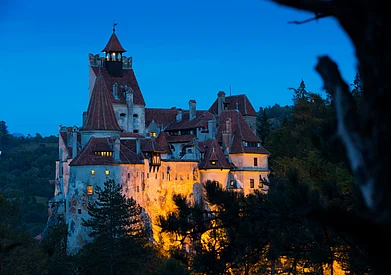 BearFotos/Shutterstock : Bran Castle at dusk