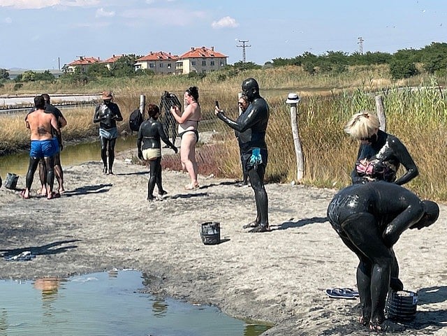 The natural spa experience involved three stages: floating in the pink salt water or lye pool, slathering the healing mud and finally washing the mud off in the Black Sea
