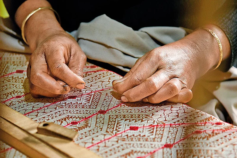 Muga silk is known for its naturally lustrous gold sheen