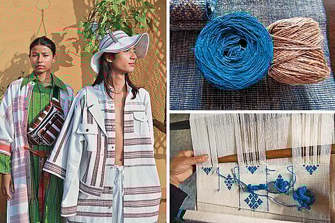Clockwise from top right: Streetwear by Johargram; nettle yarn is more environment-friendly than cotton; Woven Threads preserves textile traditions of Nagaland