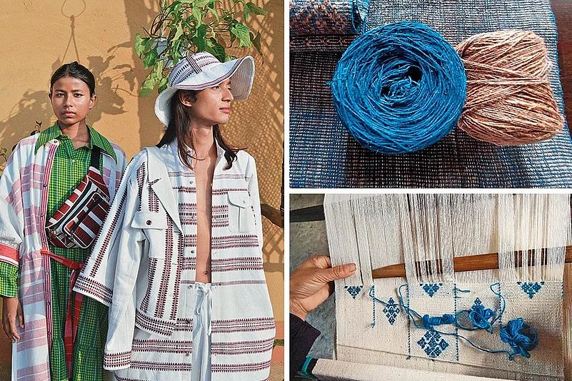 Clockwise from top right: Streetwear by Johargram; nettle yarn is more environment-friendly than cotton; Woven Threads preserves textile traditions of Nagaland