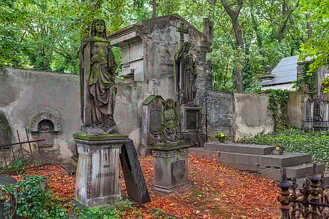 The Olšany Cemetery was created in 1680 to accommodate plague victims who died en masse in Prague and needed to be buried quickly