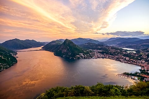 Lake Lugano at sunset
