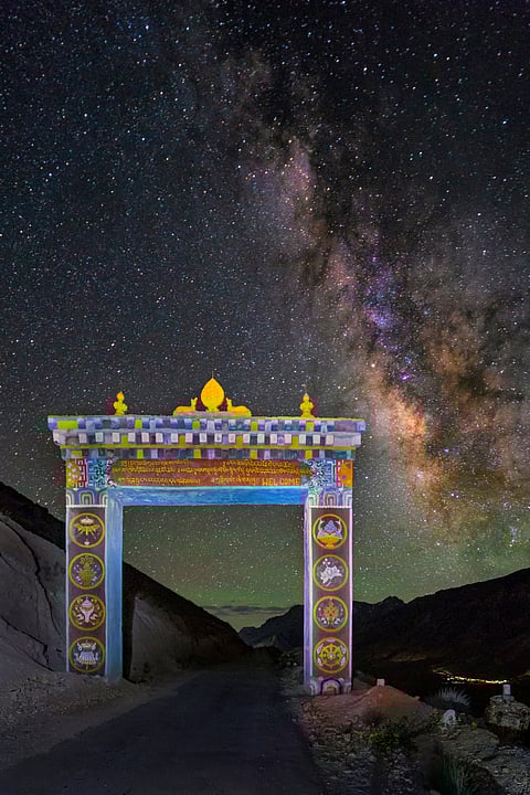 A vernacular gateway under the night sky of Spiti Valley