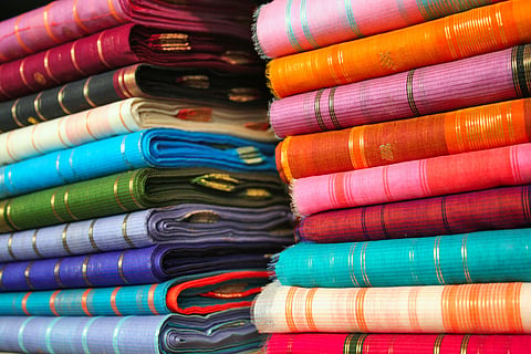 Maheshwari saris are famous for their geometric and floral patterns