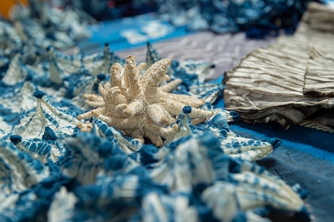 A tie-dyed garment in a factory in Munnar