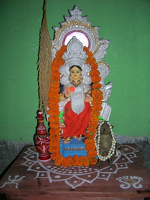 Alpana is an integral part of Kojagari Lakshmi Puja, held soon after Durga Puja