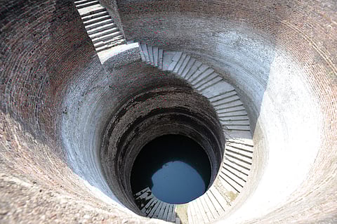 The Helical Step Well has a 1.2-metre-wide staircase that spirals down along the wall of the well shaft