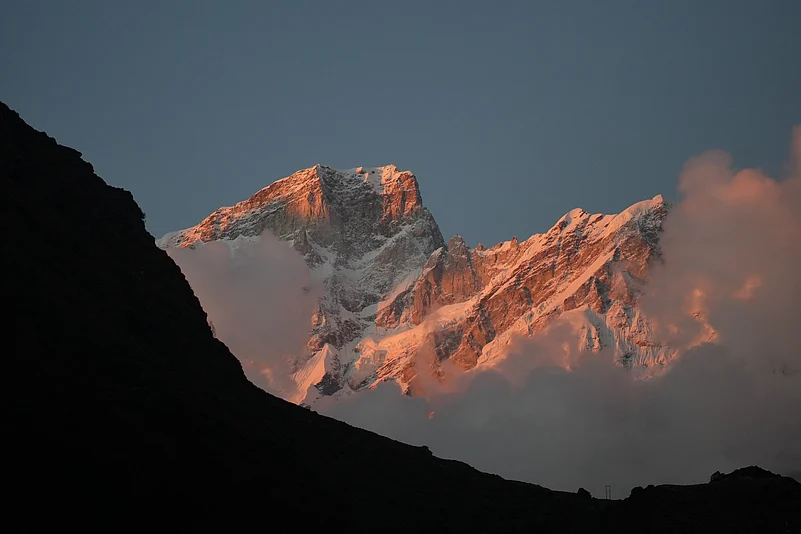 The Kedarnath peak of the Himalayas